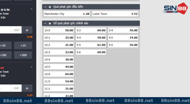 Một số loại hình kèo phạt góc tại nhà cái Sin88